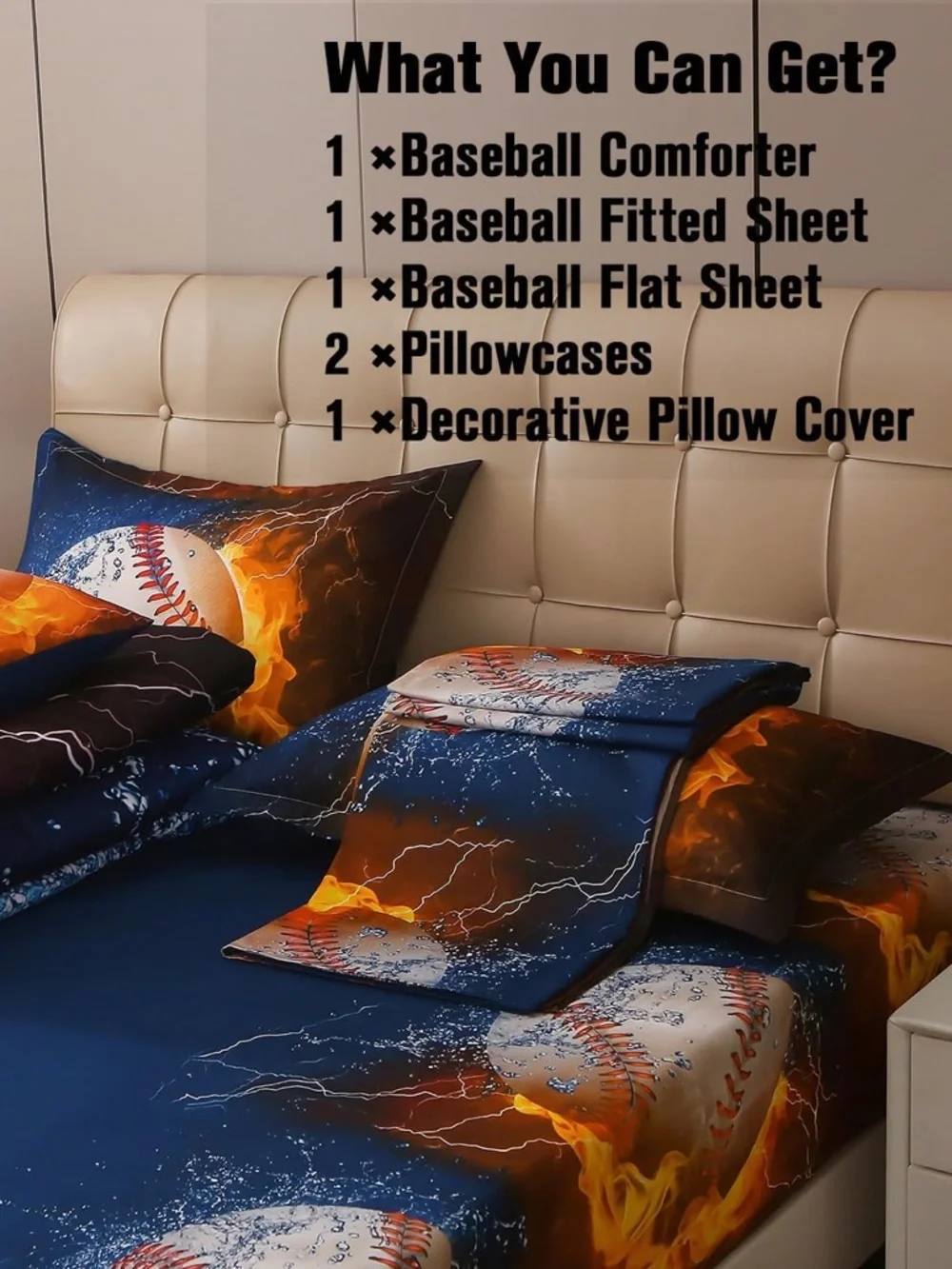 NWT Baseball and Fire Comforter Sets for Boys6 Piece Bed in A Bag